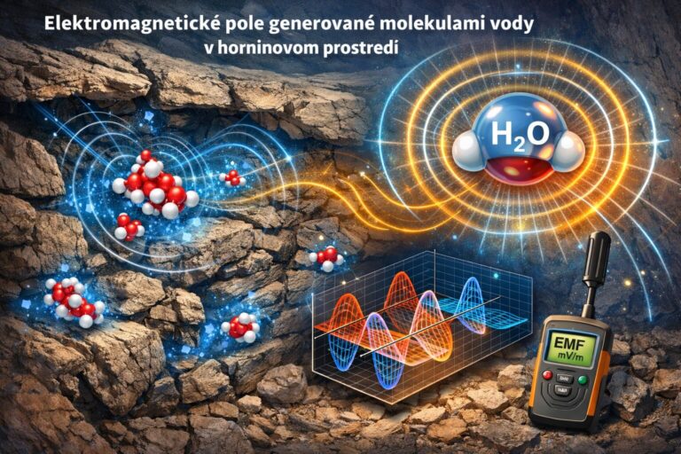 Elektromagnetické pole generované molekulami vody v horninovom prostredí